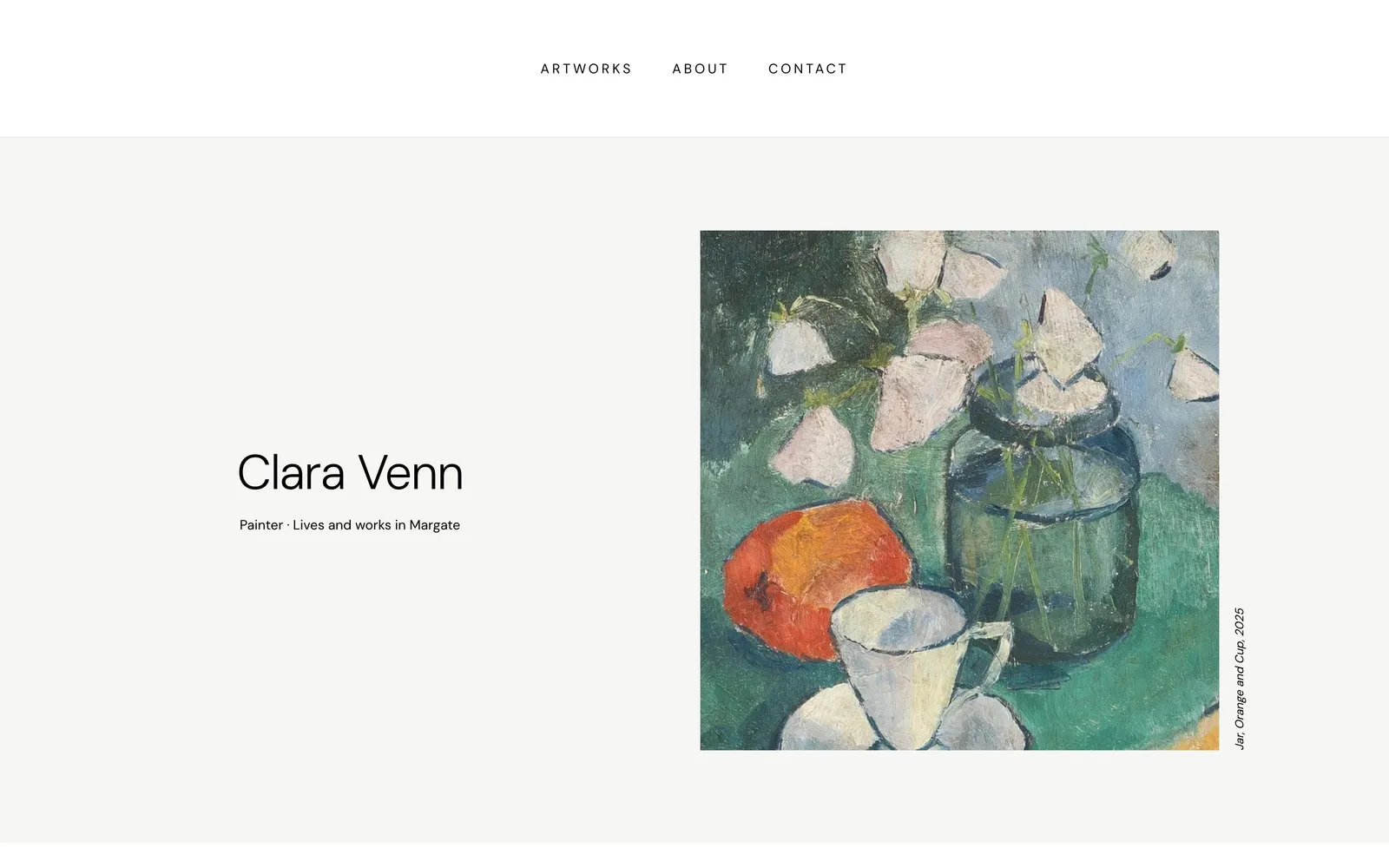An artist's website in the Iris design