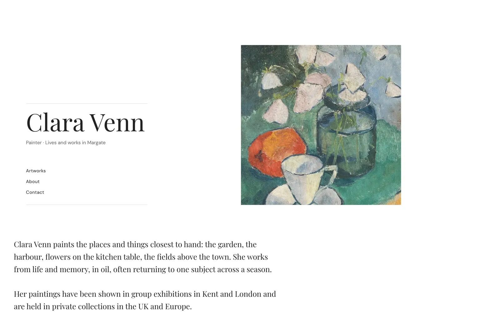 An artist's website in the Nora design